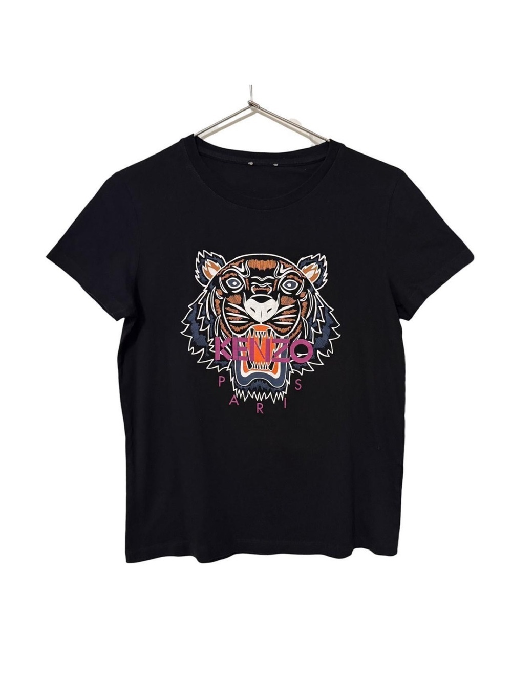 Kenzo Tiger Logo Print Graphic T-Shirt Womens Small Black Short Sleeve Purple